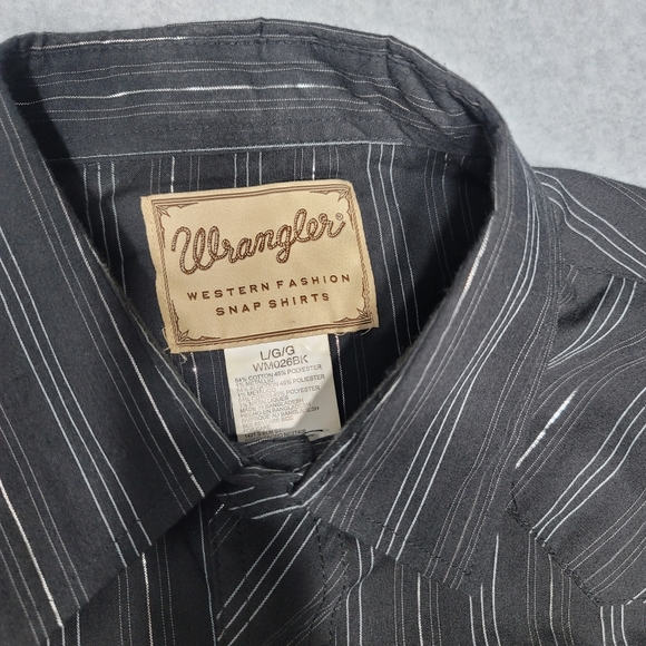 Wrangler Men's Western Pearl Snap Shirt Size Large Black Striped - Picture 4 of 9
